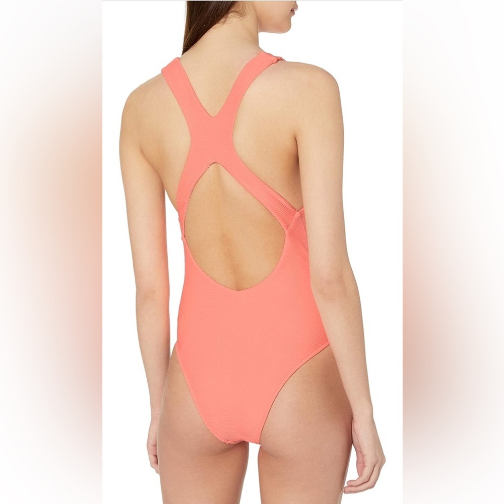 Seafolly High Neck One Piece Swimsuit with Low Open Back, Capri Sea Melon - Picture 2 of 6